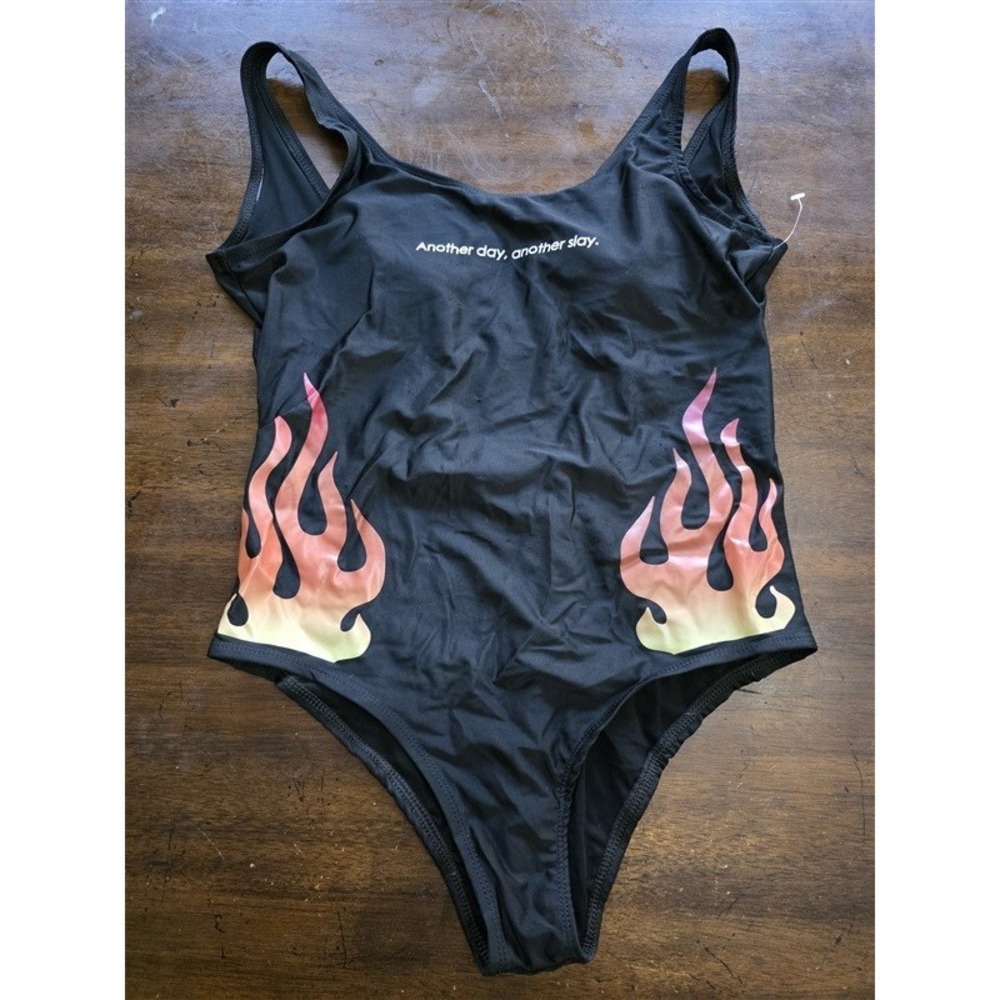 NWOT Civil Regime L Another Day Another Slay Flames 1PC Swimsuit 124643
